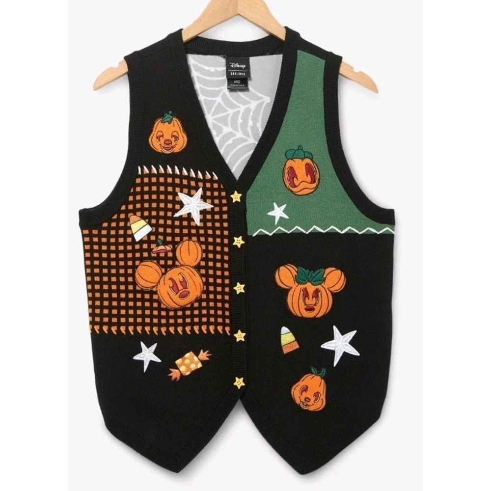 Disney Mickey & Friends Halloween Womens Glow-In-The-Dark Embroidered Vest MED
